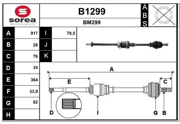 SNRA B1299 Drive shaft B1299