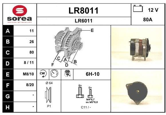 SNRA LR8011 Alternator LR8011