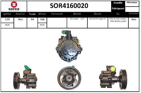 SNRA SOR4160020 Hydraulic Pump, steering system SOR4160020