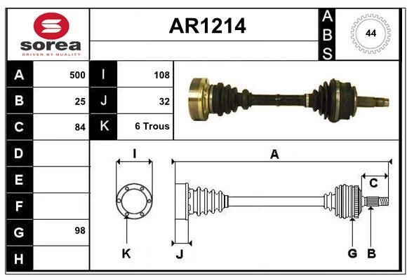 SNRA AR1214 Drive shaft AR1214