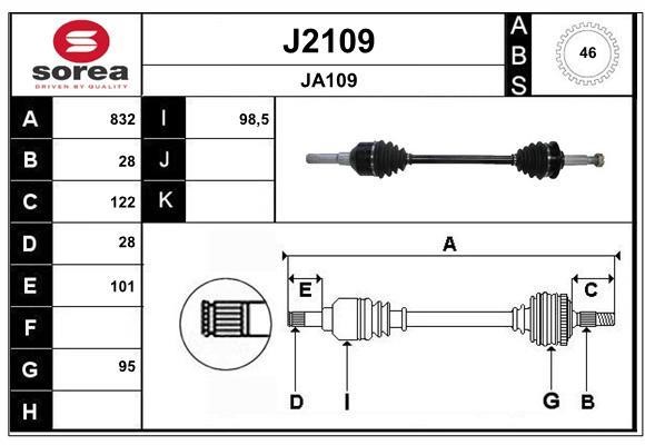SNRA J2109 Drive shaft J2109