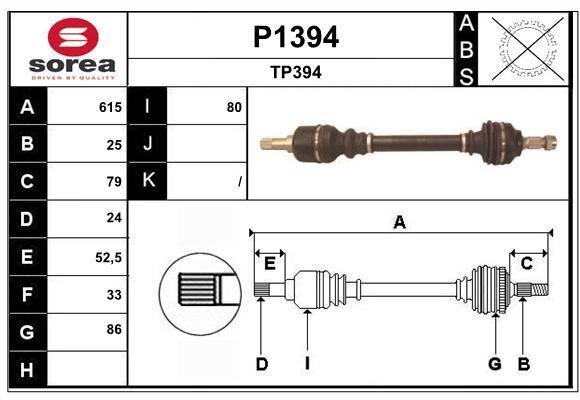 SNRA P1394 Drive shaft P1394