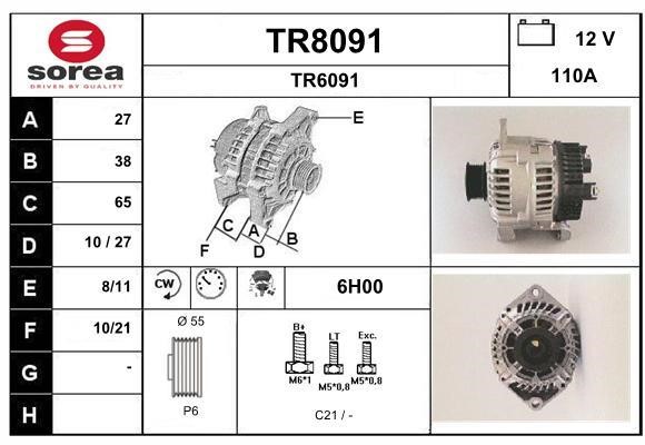 SNRA TR8091 Alternator TR8091
