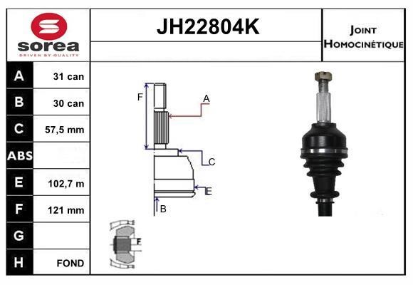 SNRA JH22804K Joint kit, drive shaft JH22804K