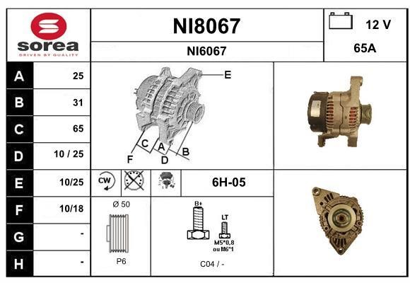 SNRA NI8067 Alternator NI8067
