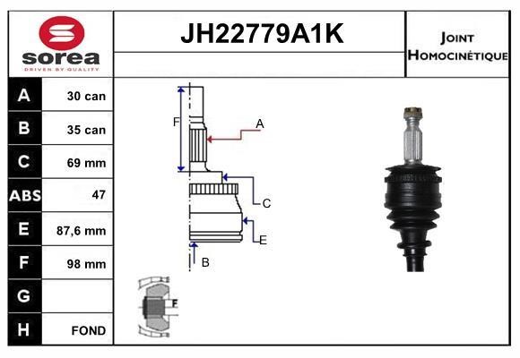 SNRA JH22779A1K Joint kit, drive shaft JH22779A1K