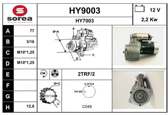 SNRA HY9003 Starter HY9003