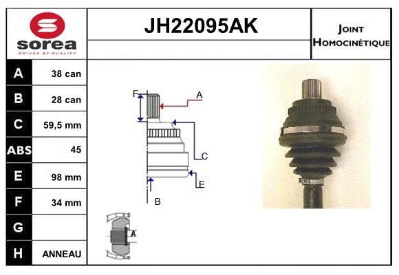 SNRA JH22095AK CV joint JH22095AK