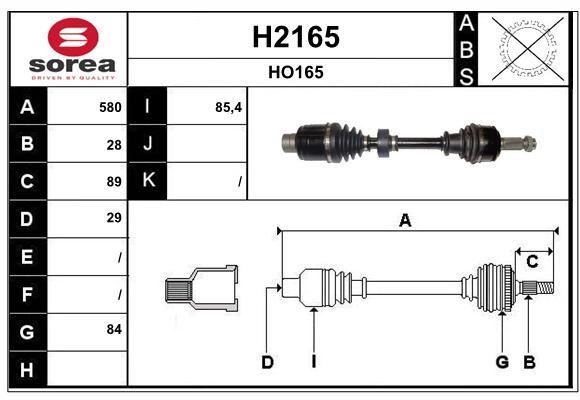 SNRA H2165 Drive shaft H2165