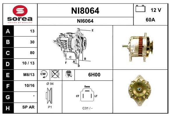 SNRA NI8064 Alternator NI8064