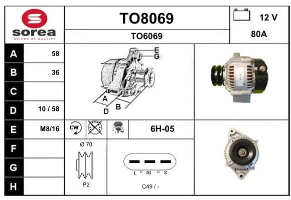 SNRA TO8069 Alternator TO8069