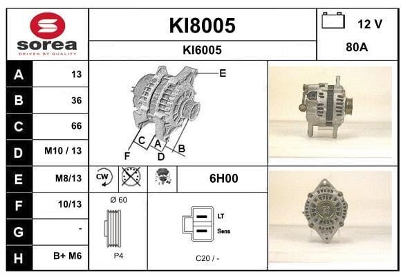 SNRA KI8005 Alternator KI8005