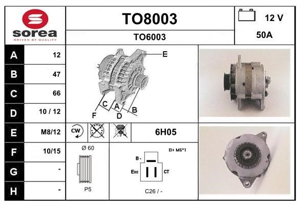 SNRA TO8003 Alternator TO8003