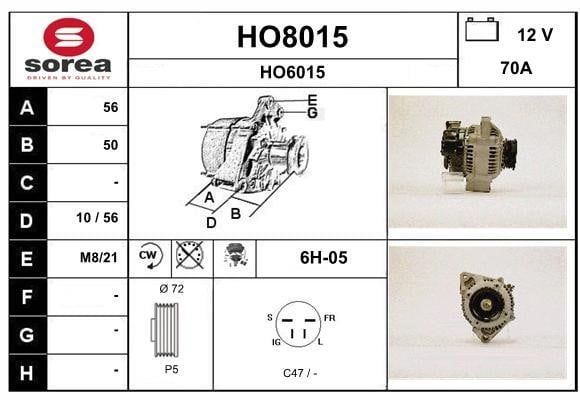 SNRA HO8015 Alternator HO8015