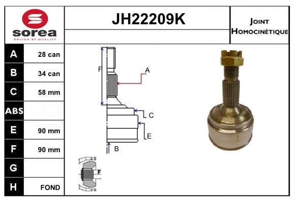 SNRA JH22209K CV joint JH22209K