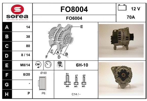 SNRA FO8004 Alternator FO8004