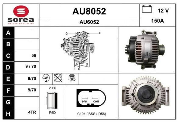 SNRA AU8052 Alternator AU8052