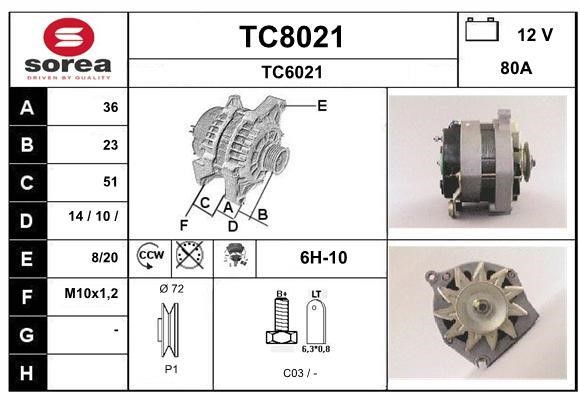 SNRA TC8021 Alternator TC8021