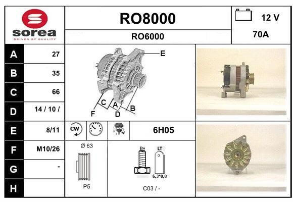 SNRA RO8000 Alternator RO8000