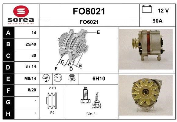 SNRA FO8021 Alternator FO8021