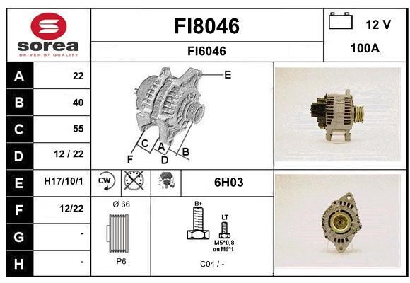 SNRA FI8046 Alternator FI8046