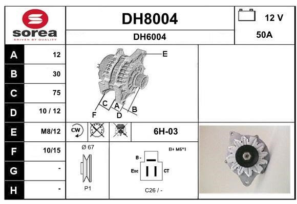 SNRA DH8004 Alternator DH8004
