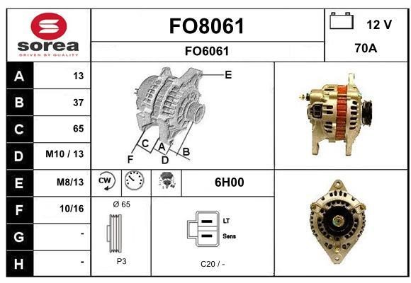 SNRA FO8061 Alternator FO8061