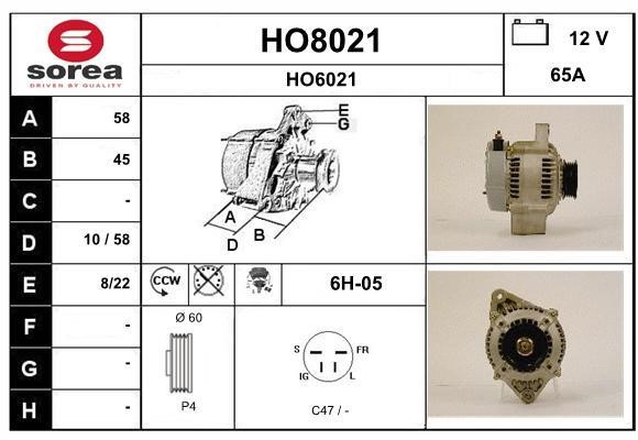 SNRA HO8021 Alternator HO8021