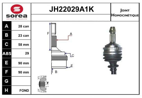 SNRA JH22029A1K CV joint JH22029A1K
