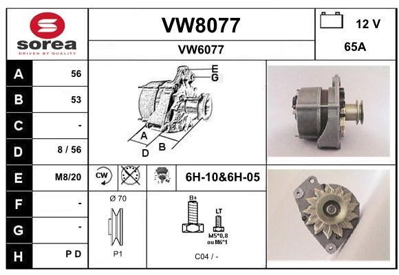 SNRA VW8077 Alternator VW8077