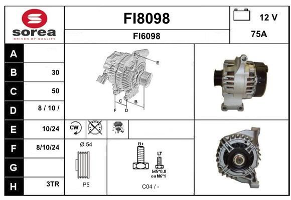 SNRA FI8098 Alternator FI8098