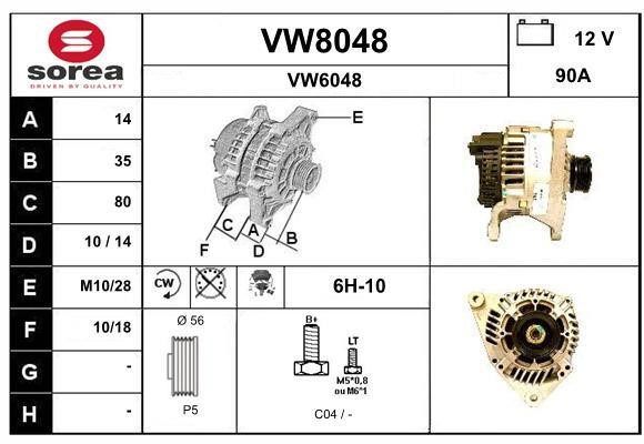 SNRA VW8048 Alternator VW8048