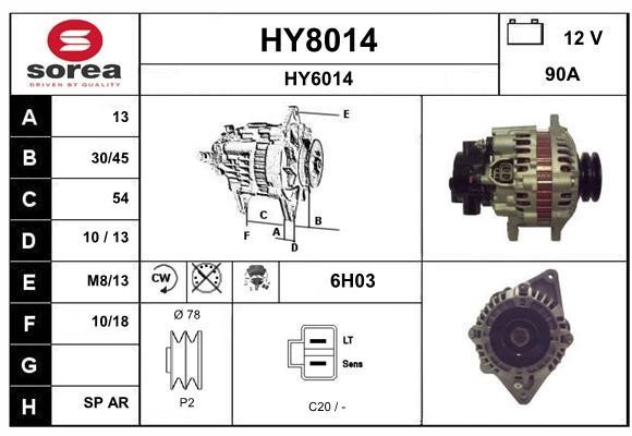 SNRA HY8014 Alternator HY8014