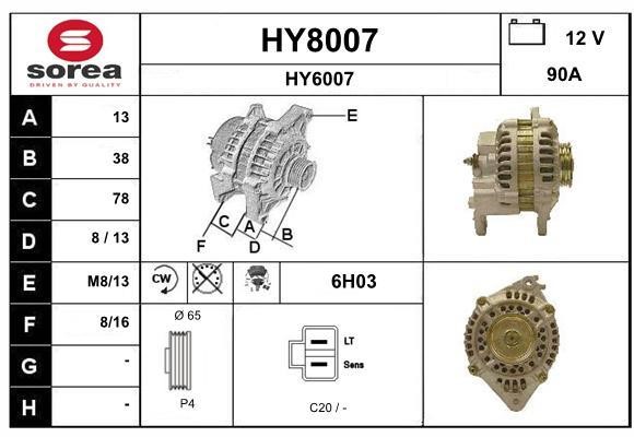 SNRA HY8007 Alternator HY8007