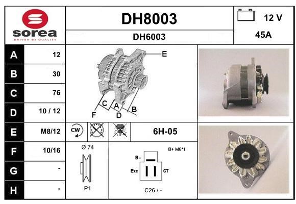 SNRA DH8003 Alternator DH8003