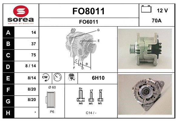 SNRA FO8011 Alternator FO8011