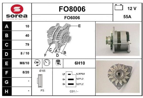 SNRA FO8006 Alternator FO8006