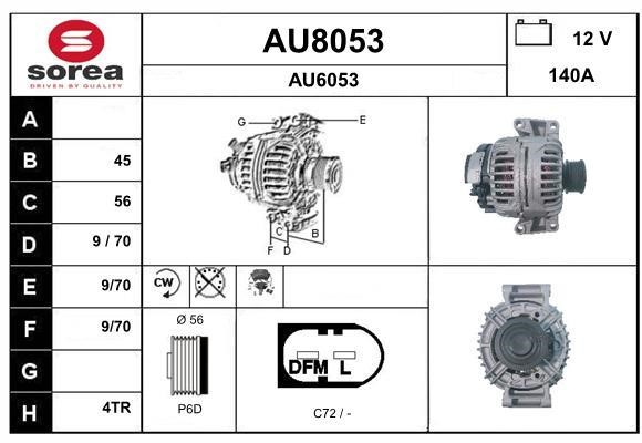 SNRA AU8053 Alternator AU8053