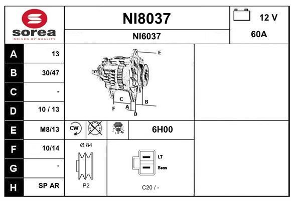 SNRA NI8037 Alternator NI8037