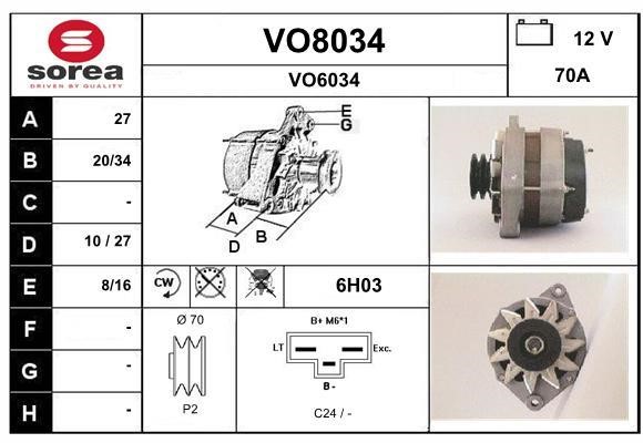 SNRA VO8034 Alternator VO8034