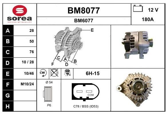 SNRA BM8077 Alternator BM8077