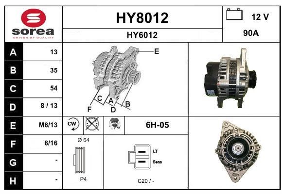SNRA HY8012 Alternator HY8012