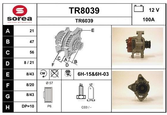 SNRA TR8039 Alternator TR8039