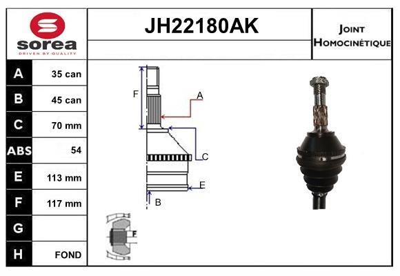 SNRA JH22180AK CV joint JH22180AK