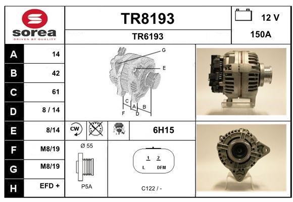 SNRA TR8193 Alternator TR8193