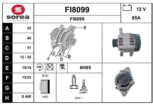 SNRA FI8099 Alternator FI8099