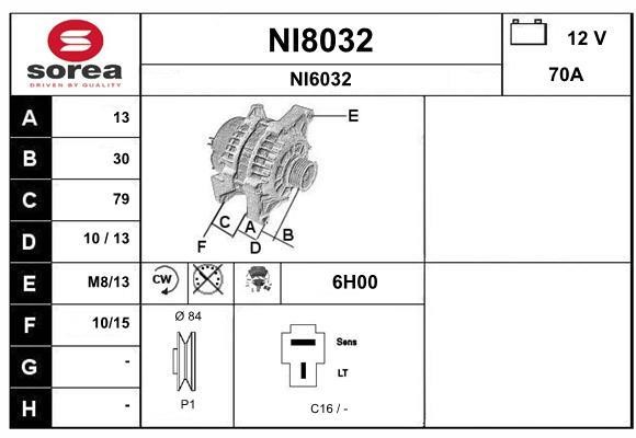 SNRA NI8032 Alternator NI8032