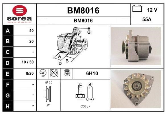 SNRA BM8016 Alternator BM8016