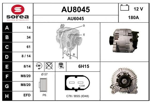 SNRA AU8045 Alternator AU8045