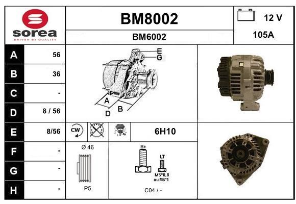 SNRA BM8002 Alternator BM8002